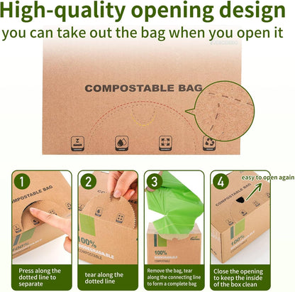 Compost Bags, 13 Gallon, 50Liter, Extra Thick 1.1 Mils, Compostable Food scrap waste bags with US