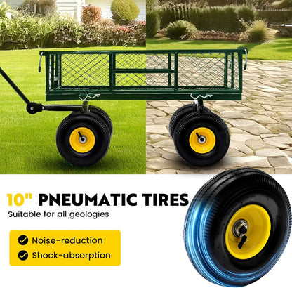 Steel Garden Cart, 2-in-1 Heavy Duty Utility Wagon 900 LBS Capacity Carts with Removable Mesh Sides