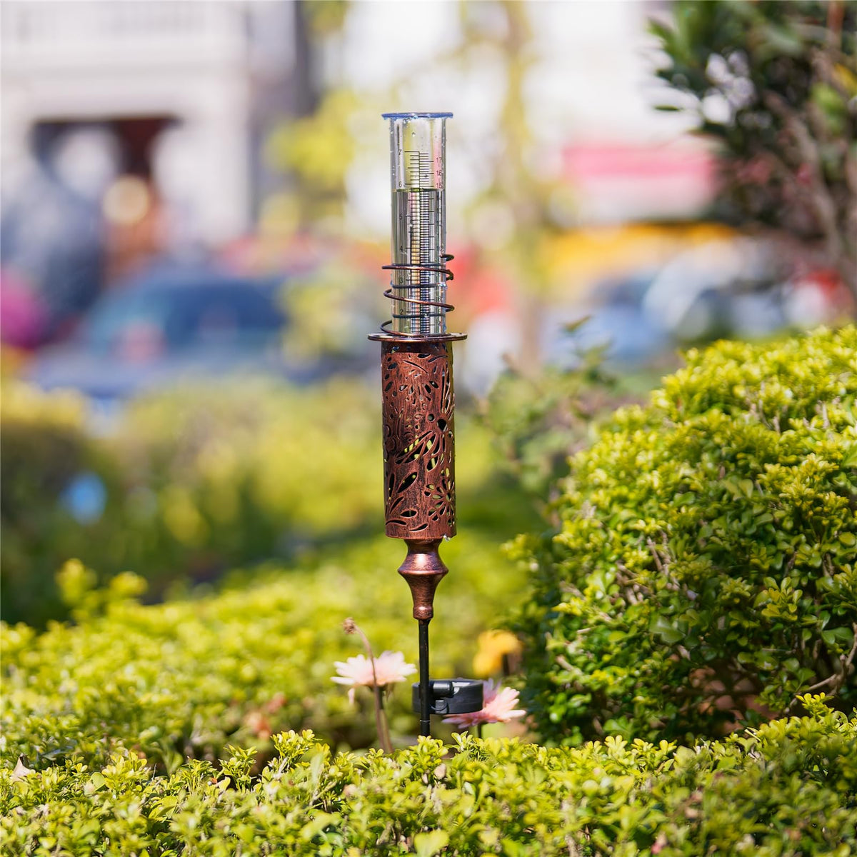 VEWOGIFT Rain Gauge Outdoor, Solar Water Gauge for Rain