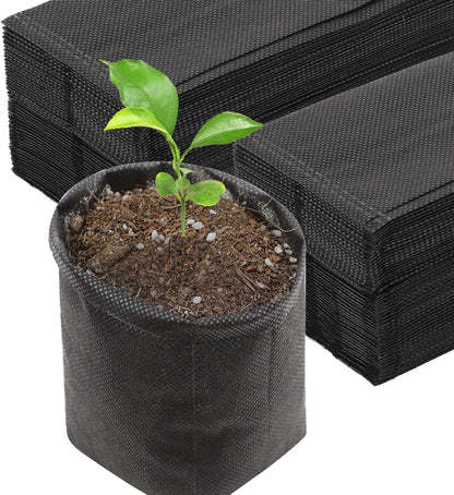 Black Plant Grow Bags for Plants Nursery, Pack of 200 5.5x5.9 Breathable Non-Woven Fabric Grow Bags