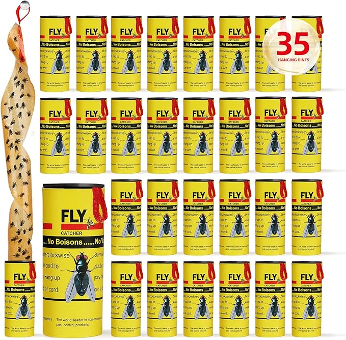 Fly Traps for Indoors Outdoor, Fly Paper Strips Sticky Hanging, Fruit Fly Strips,Fly Tape Catcher