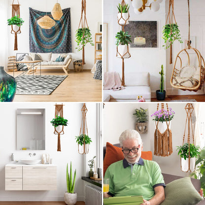 SFENNGPET Macrame Plant Hangers, 6Pack Hanging Planters for Indoor Plants