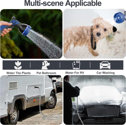 SPECILITE 200ft 304 Stainless Steel Garden Hose Metal, Heavy Duty Water Pipe with Nozzles for Yard