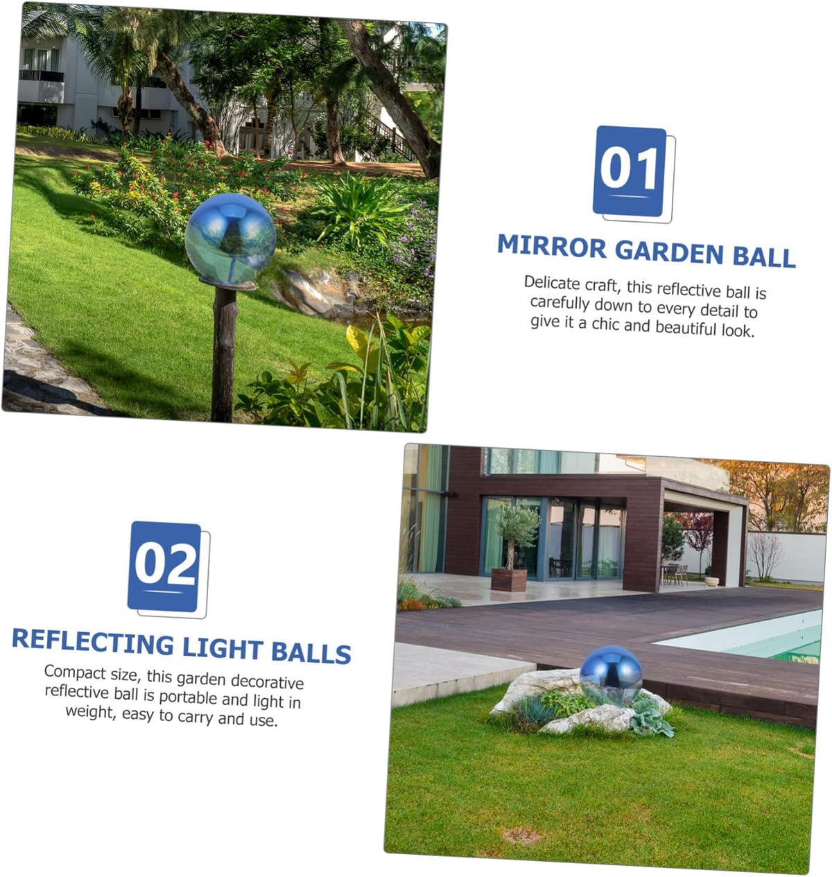 STOBAZA Polished Stainless Steel Gazing Ball Reflective Hanging Garden Ornament for Outdoor Indoor