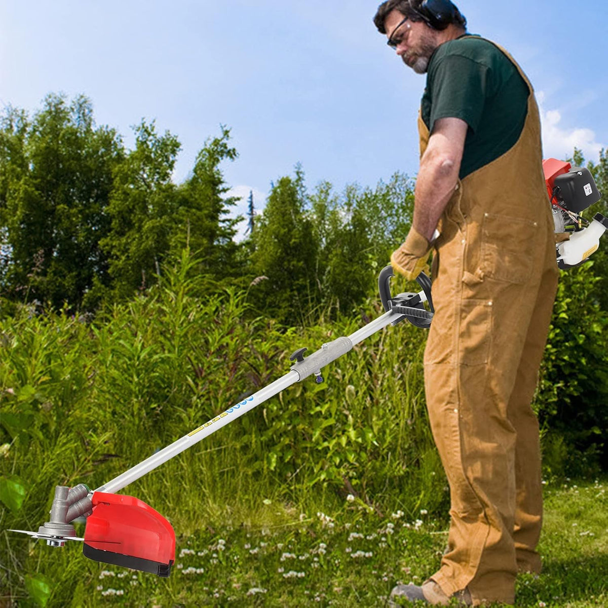 52cc Gas Powered 5-in-1 Multi-Functional Garden Tool, Powerful 2-Stroke Brush Cutter Hedge Trimmer