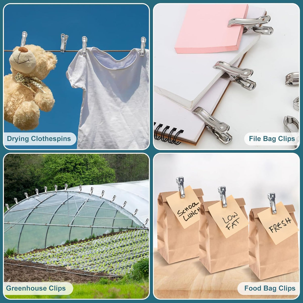 120 Pcs Garden Clips, Greenhouse Clamps, Stainless Steel Greenhouse Clips for Netting, Heavy Duty