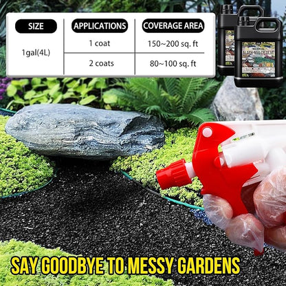 Mulch Glue - 1 Gallon / 128oz Black Color Mulch Dye & Landscape Adhesive with Applicator for