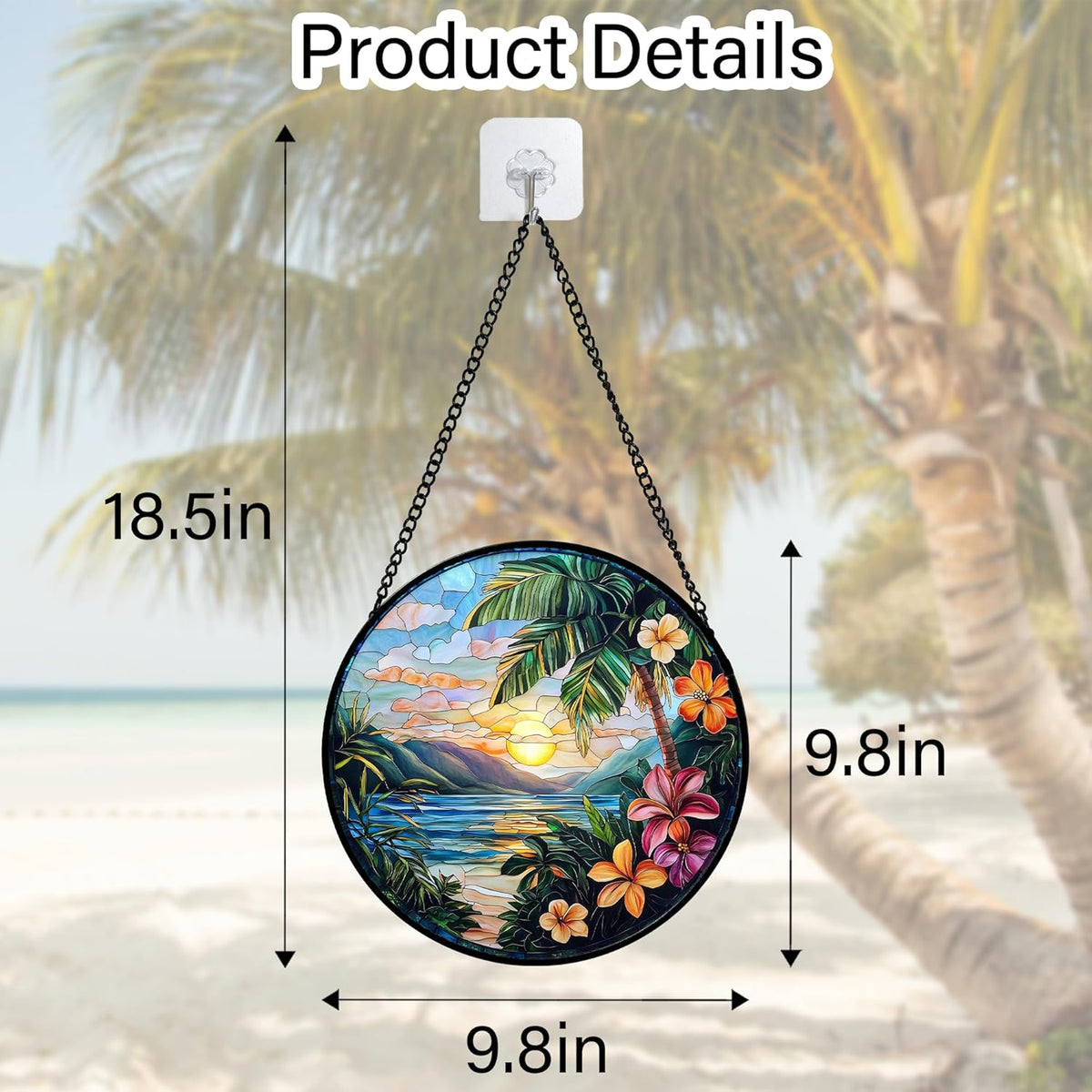 Stained Glass Window Hanging, Colorful Landscape Suncatcher for Doors Home Sun Catchers Decoration