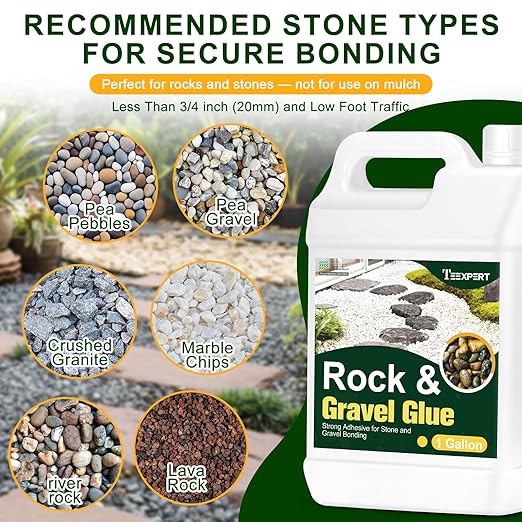 Teexpert 1 Gallon Rock Glue for Landscaping – Strong Pea Gravel Binder & Stone Adhesive for