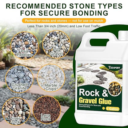 Teexpert 1 Gallon Rock Glue for Landscaping – Strong Pea Gravel Binder & Stone Adhesive for