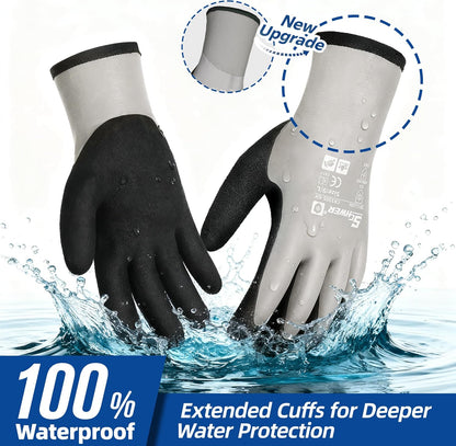 Schwer 2 Pairs 100% Waterproof Winter Work Gloves, ANSI A2 Cut Resistant Freezer Gloves for Outdoor