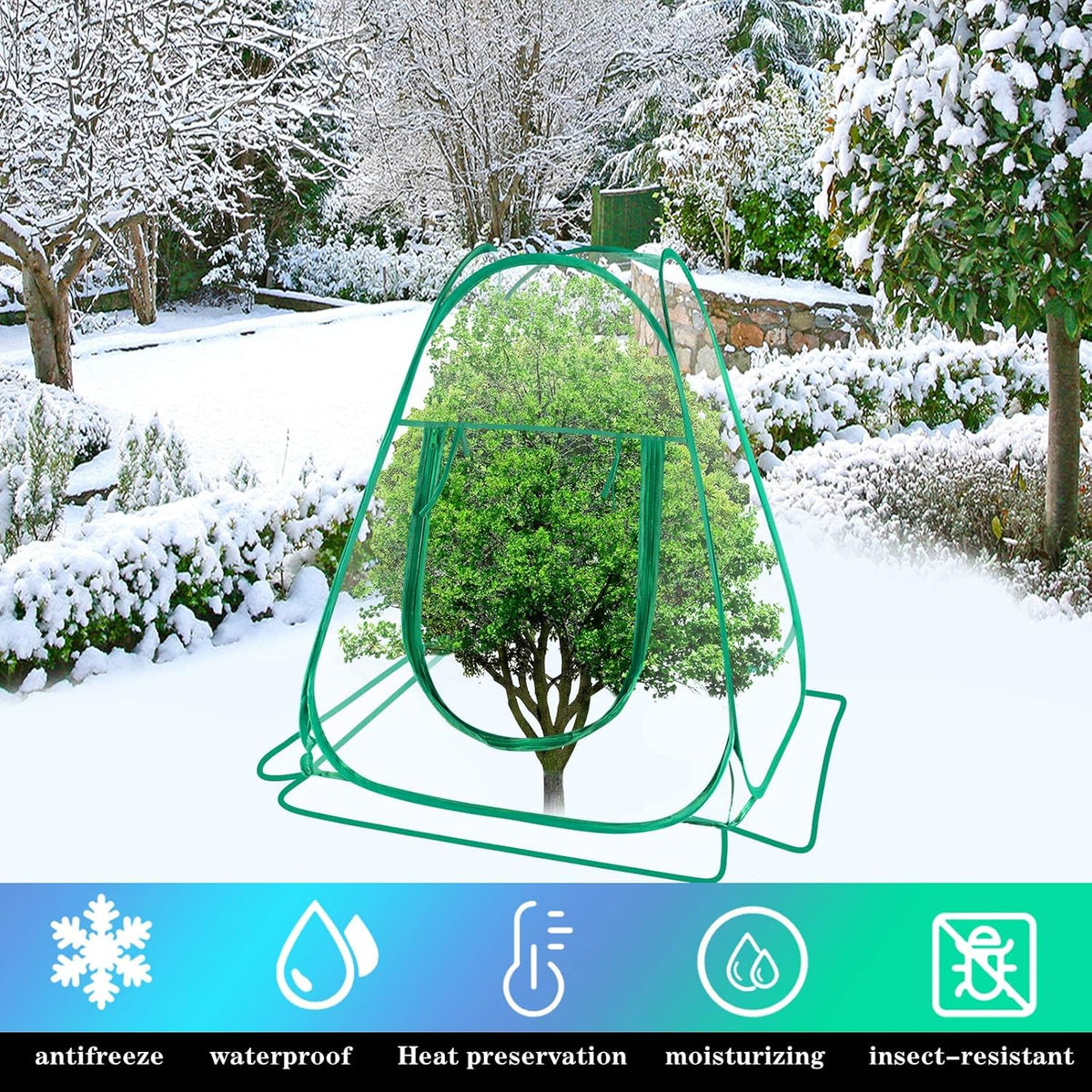 Pop Up Greenhouse Cover Transparent PVC Mini Greenhouse Outdoor with 4 Fixed Nails, Clear Portable