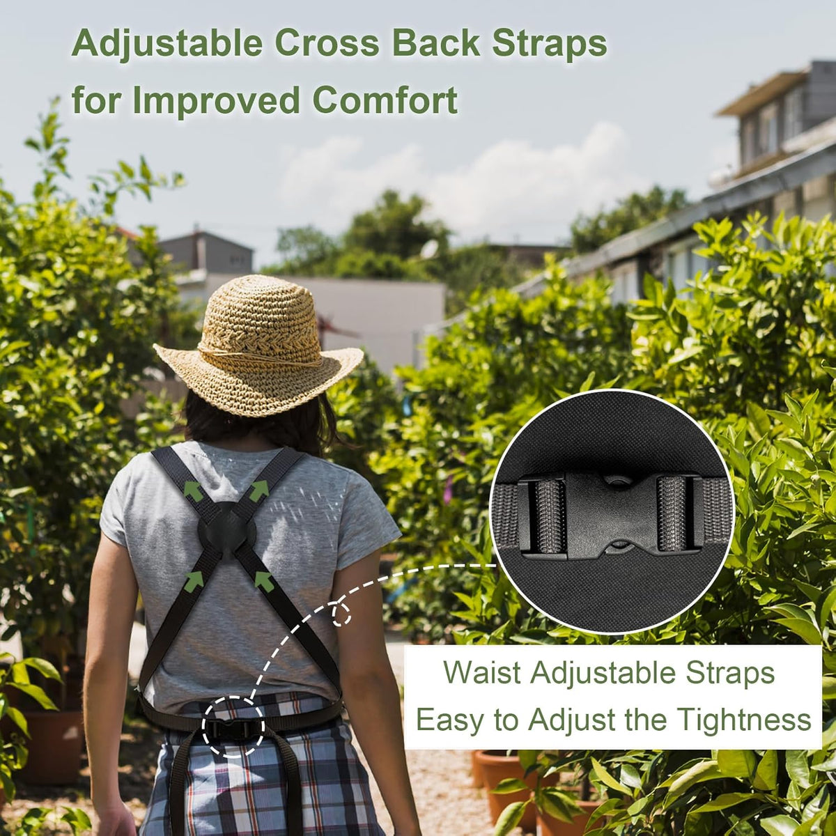 Extra Size Gardening Apron Waterproof Cross Back Apron Women, 600D Polyester Heavy Duty Men Apron