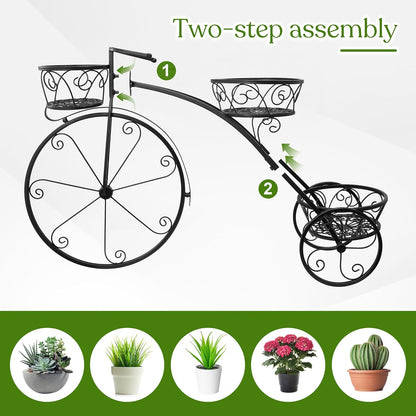 Sorbus Tricycle Plant Stand - Flower Pot Cart Holder - Ideal for Home, Garden, Patio - Great Gift