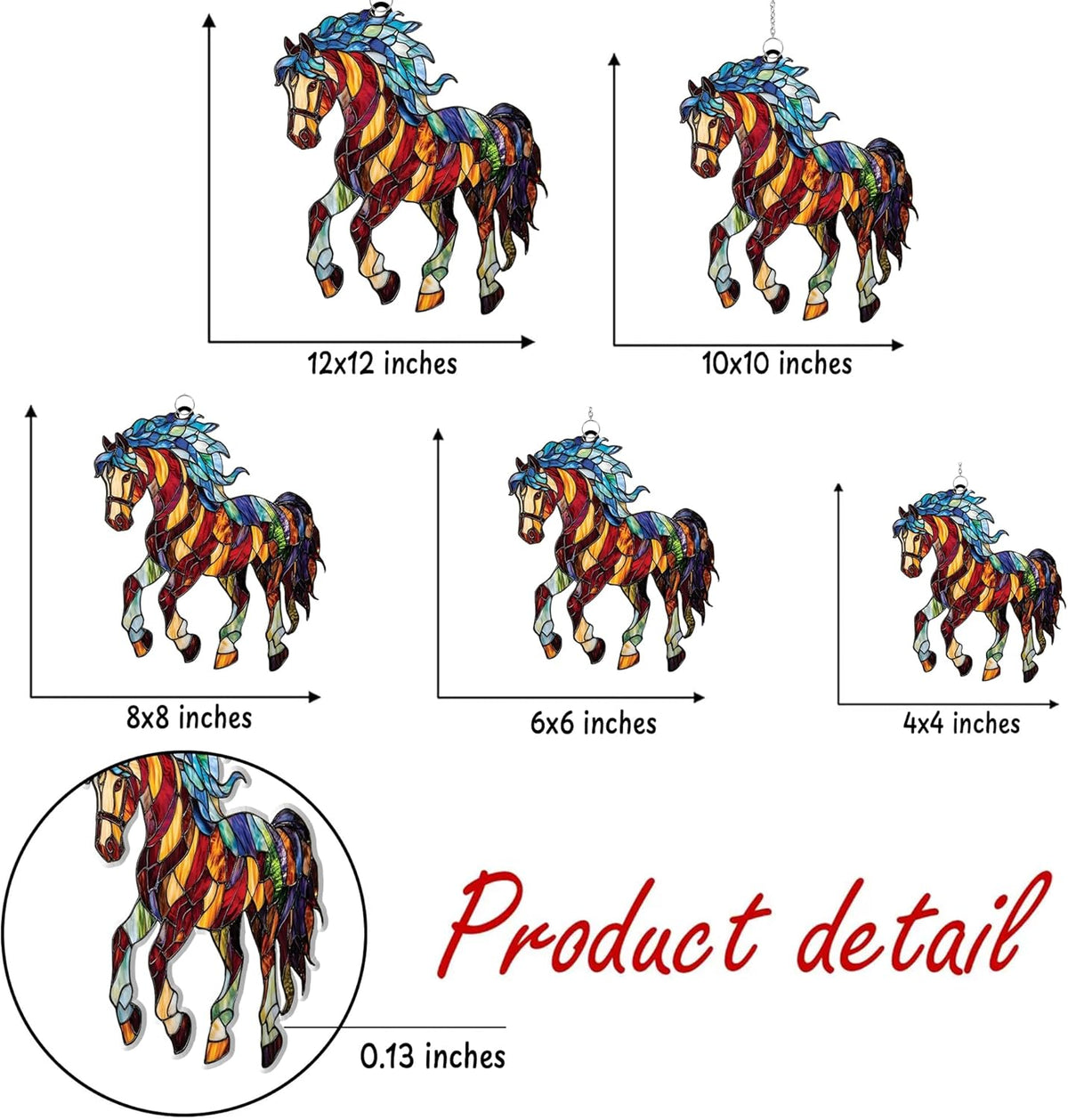 Horse Spiritual Acrylic Suncatcher Stained Glass Effect Window Car Hanging Christmas Ornament