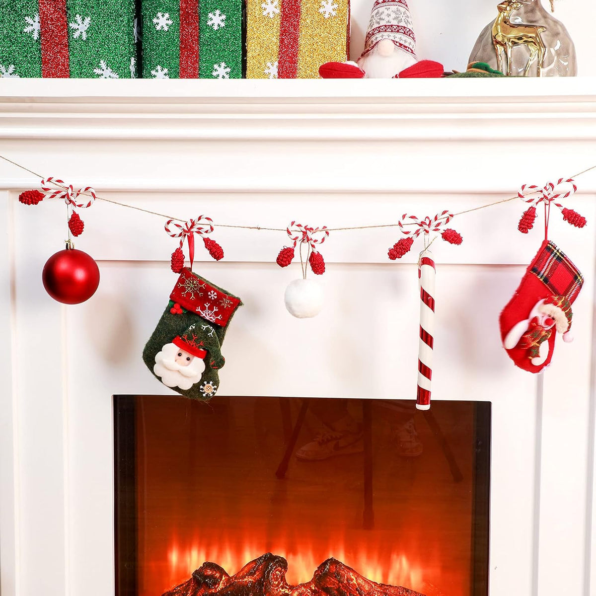 Shappy 12 Pieces Christmas Garland Banister Ties Christmas Decorative Reusable and Flexible Twist