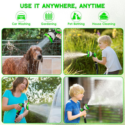 Garden Hose 25 FT, NON-EXPANDABLE Heavy-Duty Flexible & Lightweight Water Hose with 10-Function