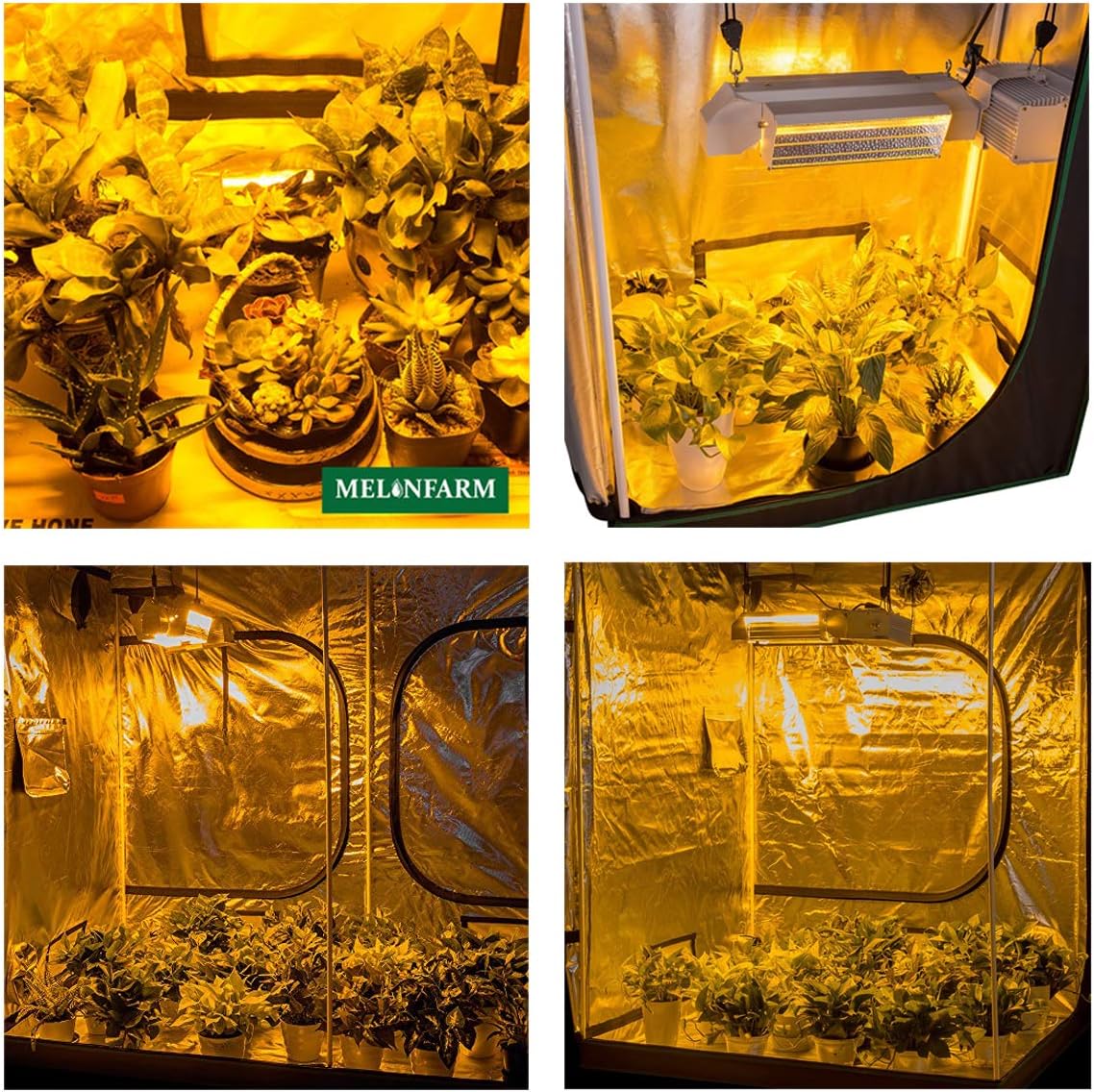 MELONFARM 57"x57"x80'' Grow Tent, High Reflective 600D Diamond Mylar Canvas with Observation Window