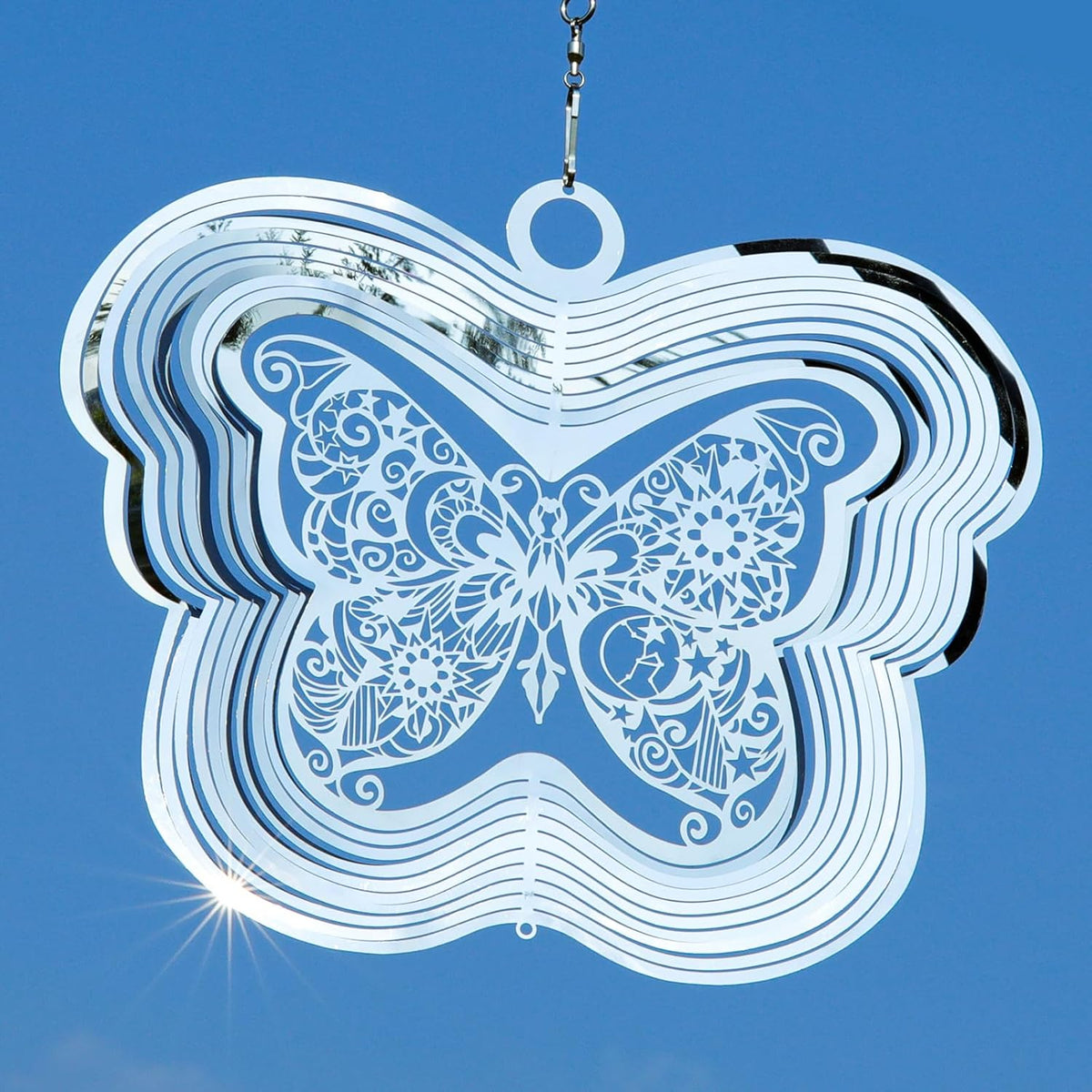 Wind Spinners Outdoor, 3D Butterfly Hanging Wind Spinners, 12 inches, Kinetic, Stainless-Steel
