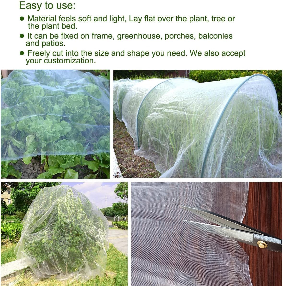 6.5Ftx 25Ft Mosquito Bug Insect Bird Net Barrier Hunting Blind Garden Netting for Protect Your