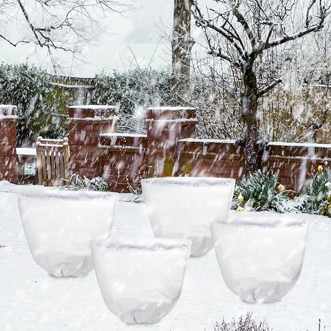 Svepndic 4 PCS Winter Plant Covers Freeze Protection,39X39 Reusable Plant Protector Bag with