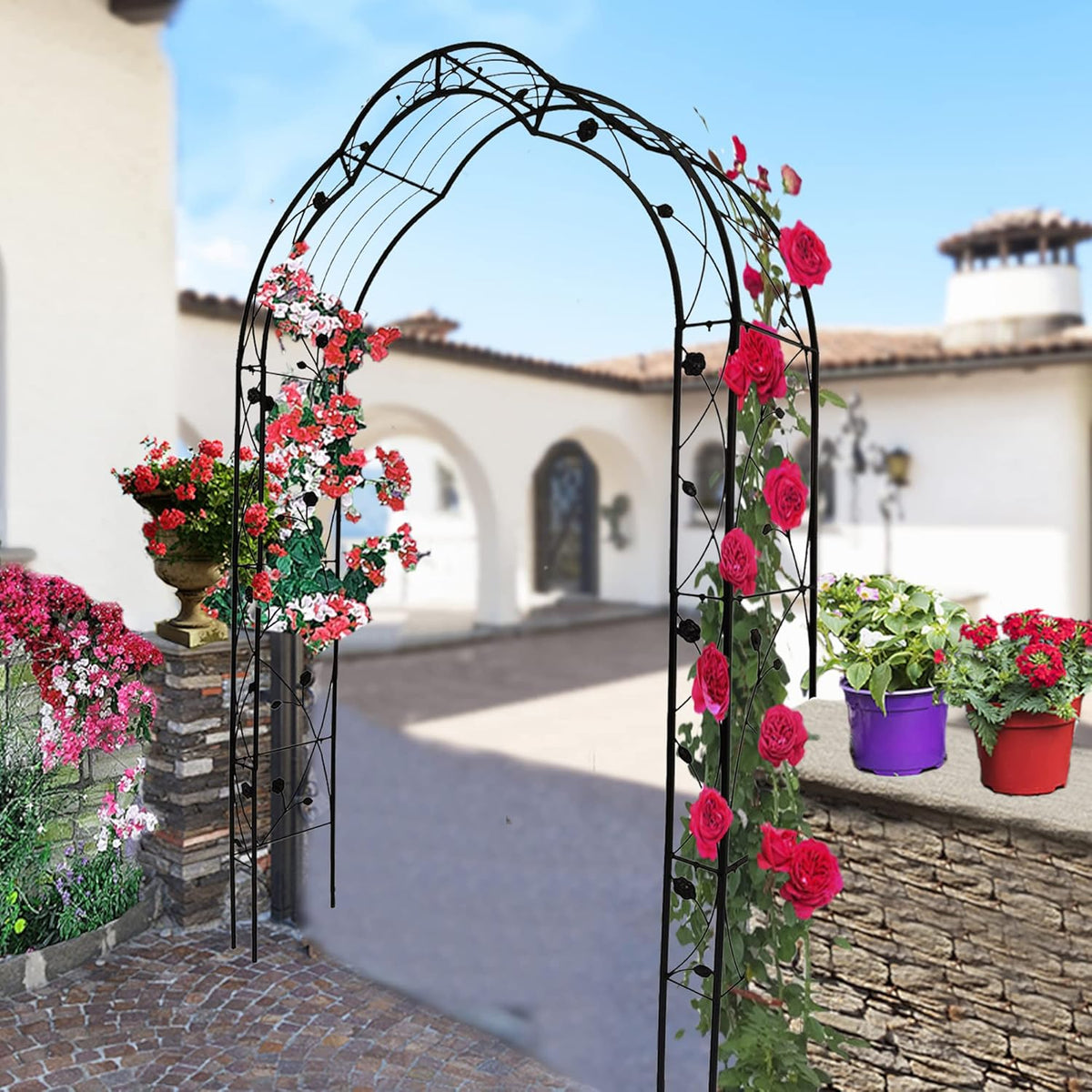 Metal Garden Arch, Garden Arch Trellis for Climbing Plants Outdoor, Garden Arbor for Weddings Party