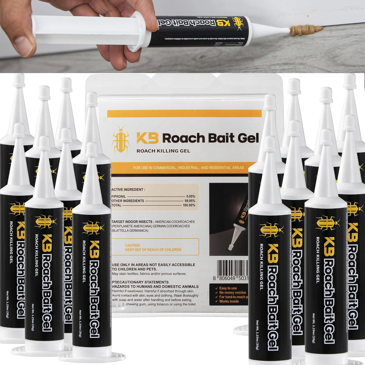 Roach Killer Bait Gel | Pest Control Efficacy for German(99%) & American(97%) Cockroaches | 16