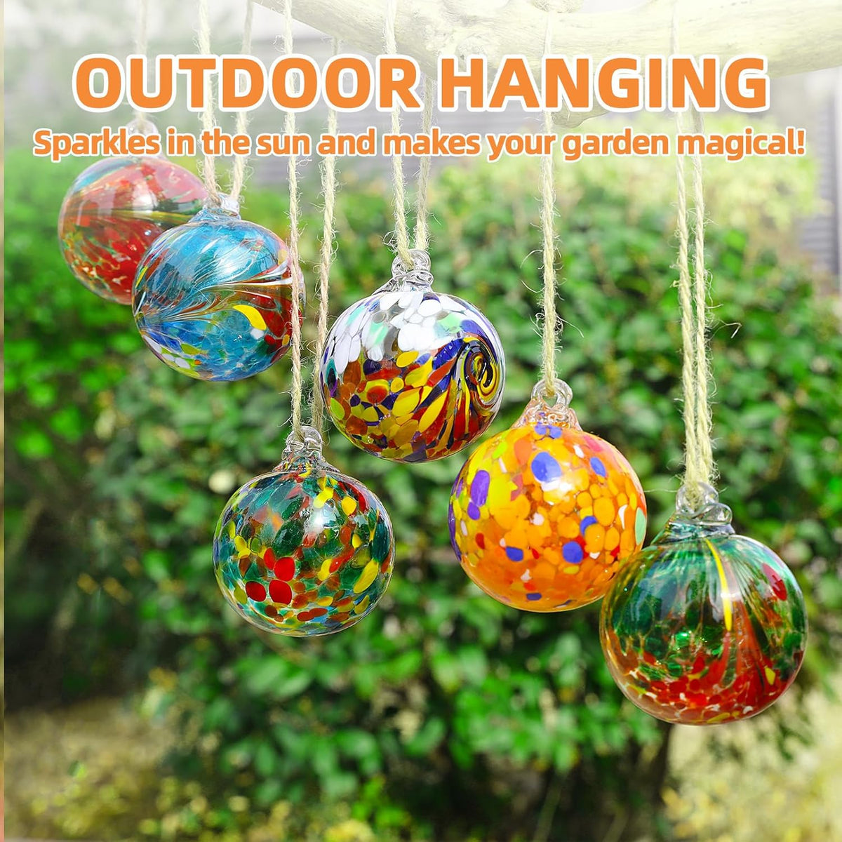 VOREEN 6pcs Hand-Blown Glass Ornaments Balls Hanging Gazing Ball Friendship Ball Glass Witches