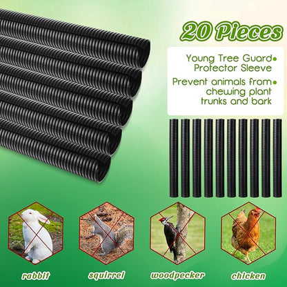 Menkxi 20 Pcs Corrugated Tree Guards Saplings Tree Trunk Protectors from Deer Tree Tubes Guard Tube