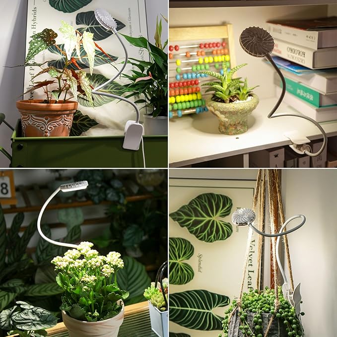 Plant Grow Lights, Full Spectrum Clip Plant Growing Lamp, 4000K LED Grow Light Indoor, 4 Dimmable