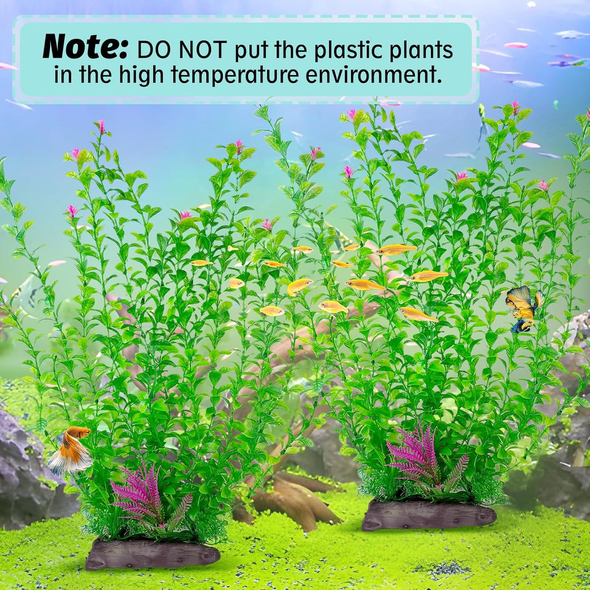 Hamiledyi Aquarium Plastic Plants Aquarium Decor Artificial Fish Tank Plants,Tall Fish Tank