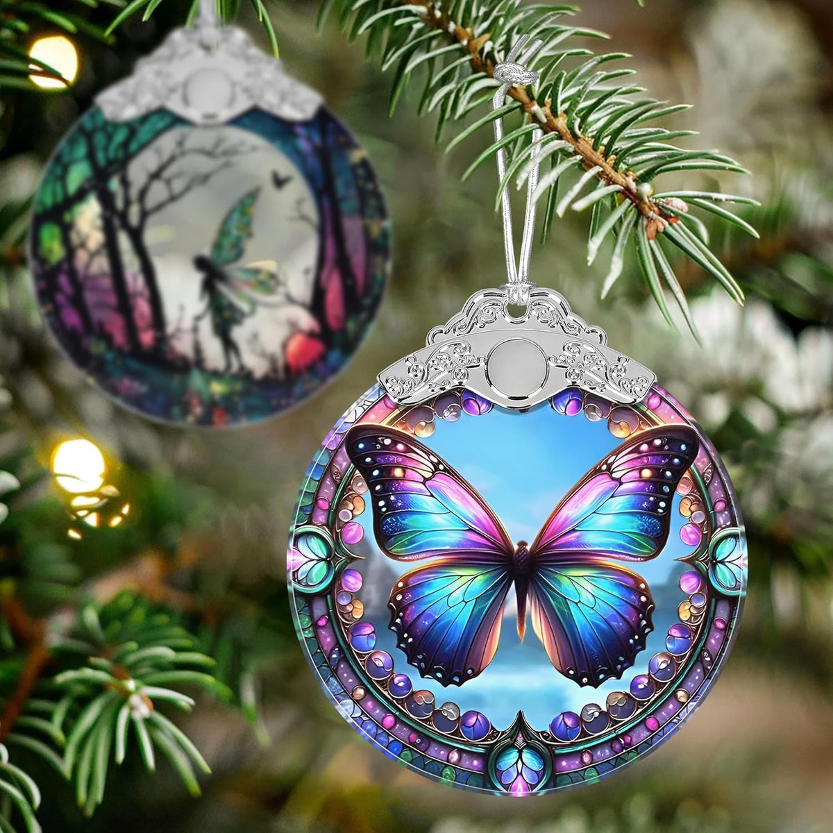 Christmas Ornament - Stained Glass Butterfly - Home Decor - Holiday Present Ideas - Gift Exchange