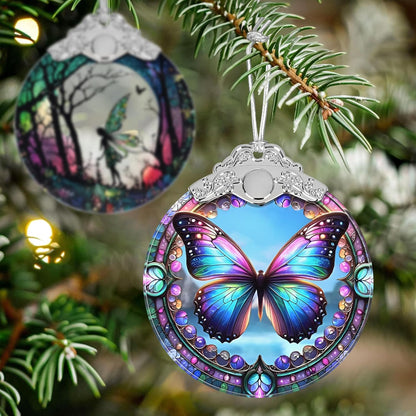 Christmas Ornament - Stained Glass Butterfly - Home Decor - Holiday Present Ideas - Gift Exchange