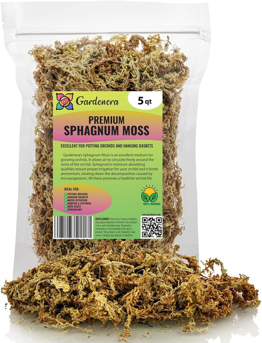 Premium New Zealand Sphagnum Moss by Gardenera - Organic Hand Mixed Long Fibered Sphagnum Moss
