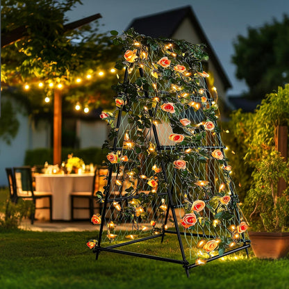unho Garden Trellis for Climbing Plants with Tough Nylon Netting, 6ft Tall Sturdy Rustproof Metal