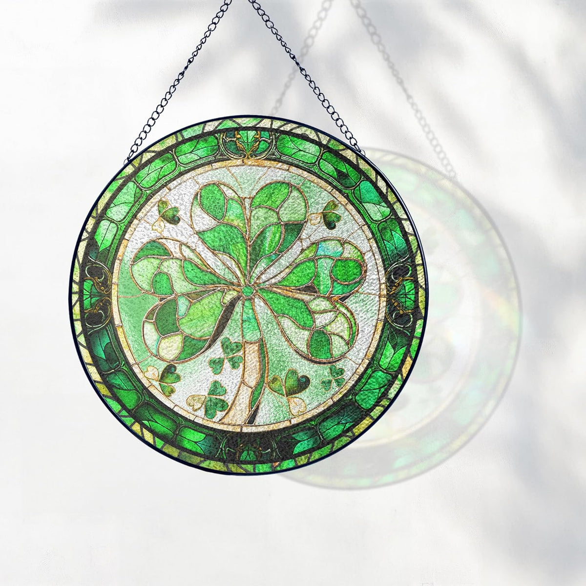 FLAGWIX Christmas Irish Gifts for Women Men - 100% Stained Glass Hanging Suncatcher 6 in - Birthday
