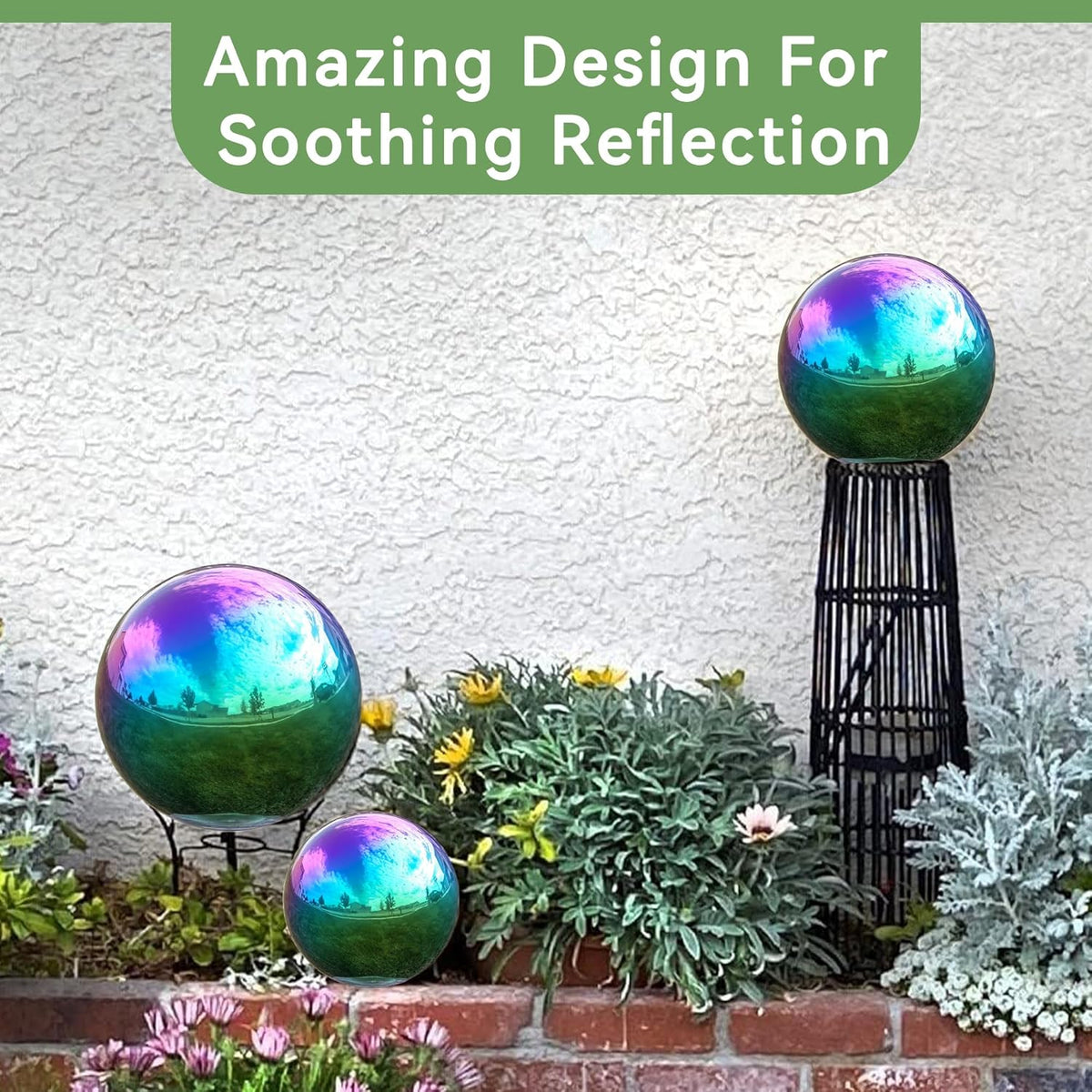 Lily's Home Gazing Globe Mirror Ball in Rainbow Stainless Steel - 12 Inch