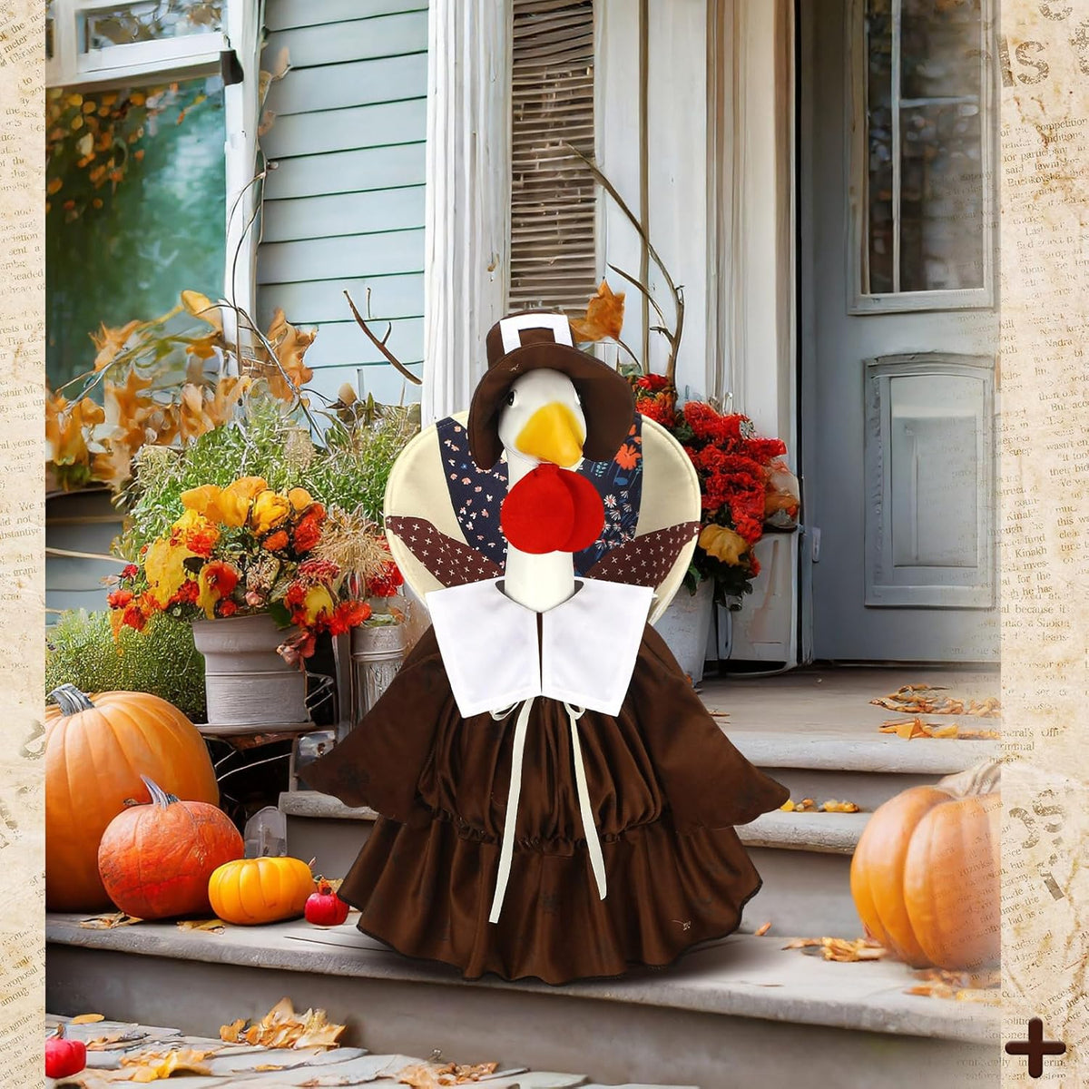 Suzile Thanksgiving Goose Outfit Dresses Clothes for 23" High Cement or Plastic Porch Goose Costume
