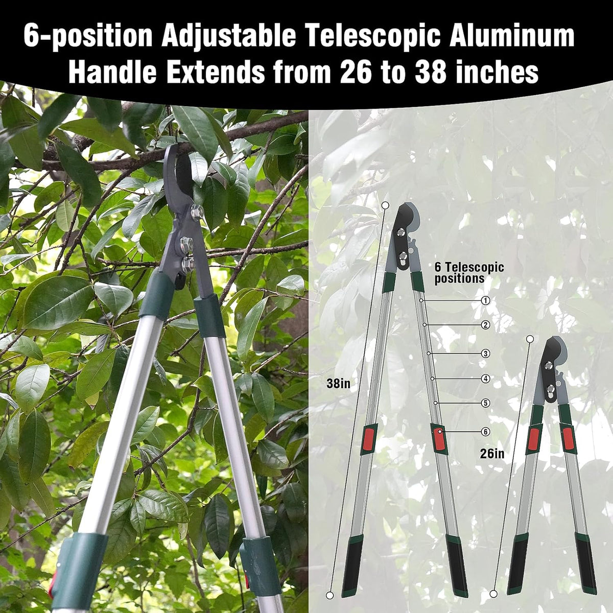 GARTOL 3-Piece Garden Tool Set - Bypass Lopper, Hedge Shears, Pruning Shears with Telescopic