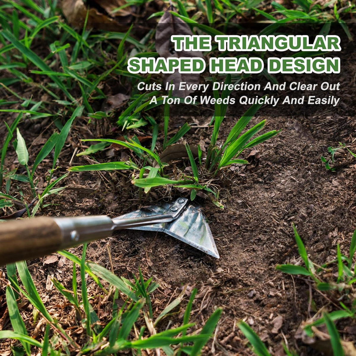 Haliaeetus Triangle Hoe, 60'' Scuffle Hoe for Keeping Your Back from Tiring Out, Weeding Just in