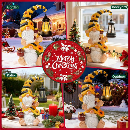 Solar Bee Garden Gnomes with LED Lantern – Waterproof Stacked Outdoor Decor for Yard, Patio