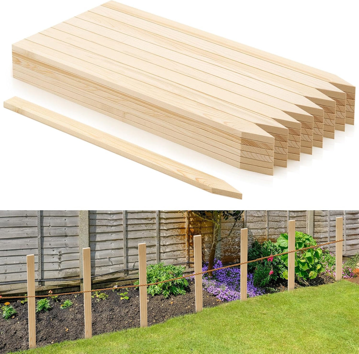 48 Pieces Wooden Garden Stakes 24 Inch Grade and Survey Stakes Wooden Garden and Sign Posts for