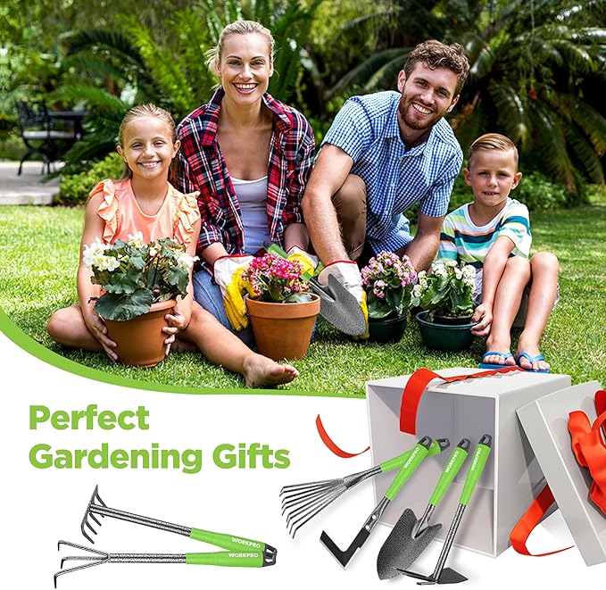 WORKPRO 6-Piece Garden Tool Set, Heavy Duty Gardening Hand Tools with Soft Rubber Handle, Including