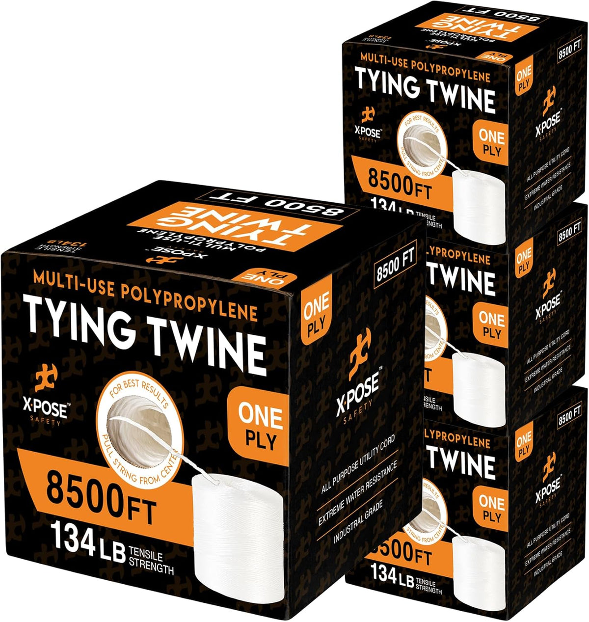 Polypropylene Tying Twine - 1 Ply White Plastic Poly String 8500' Roll - Soft On Hands - Heavy Duty