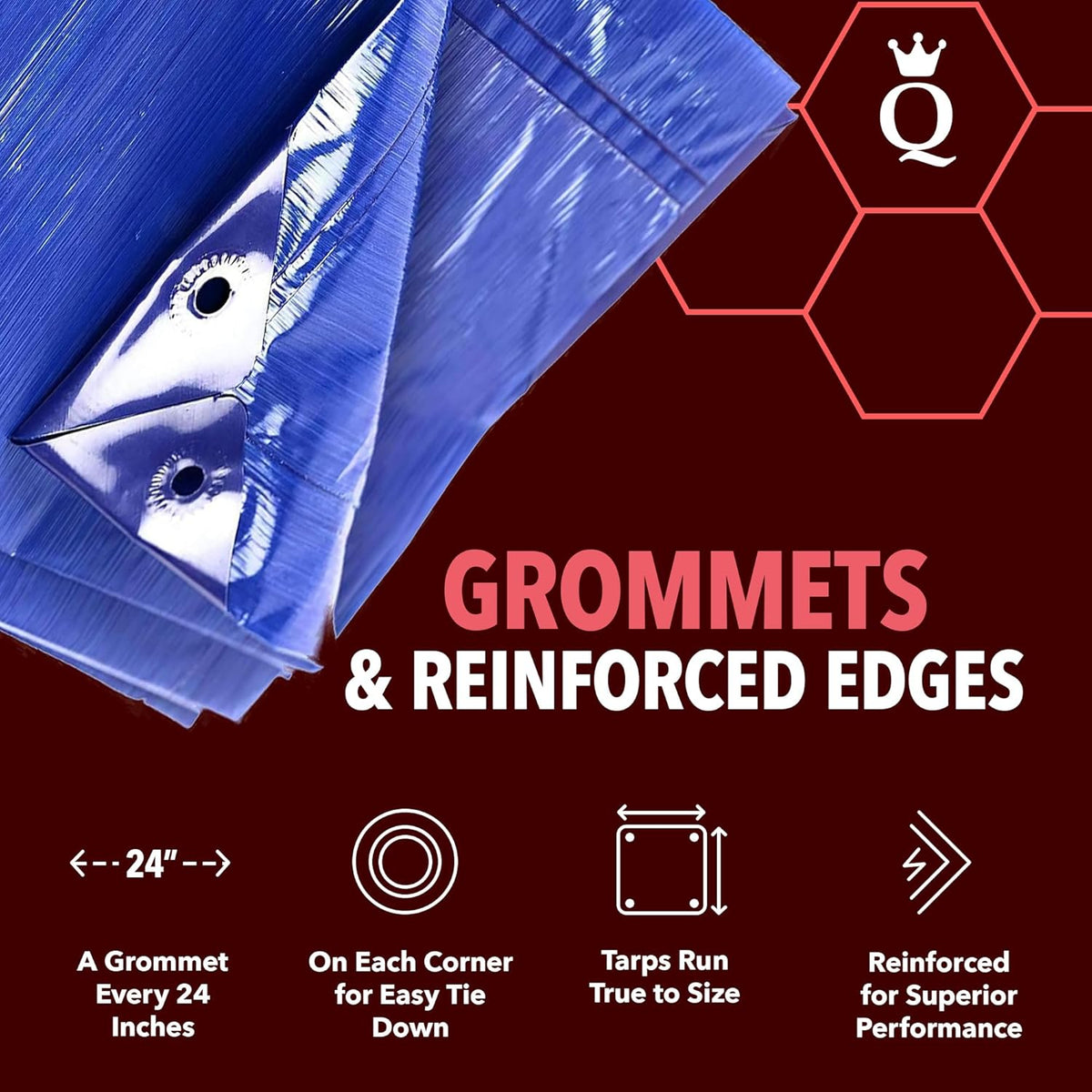 QUEEN OF TARPS | 8x10 Light Duty Tarp Waterproof, 70 GSM is 7 MIL, UV/Tear Resistant Tarp, Camping