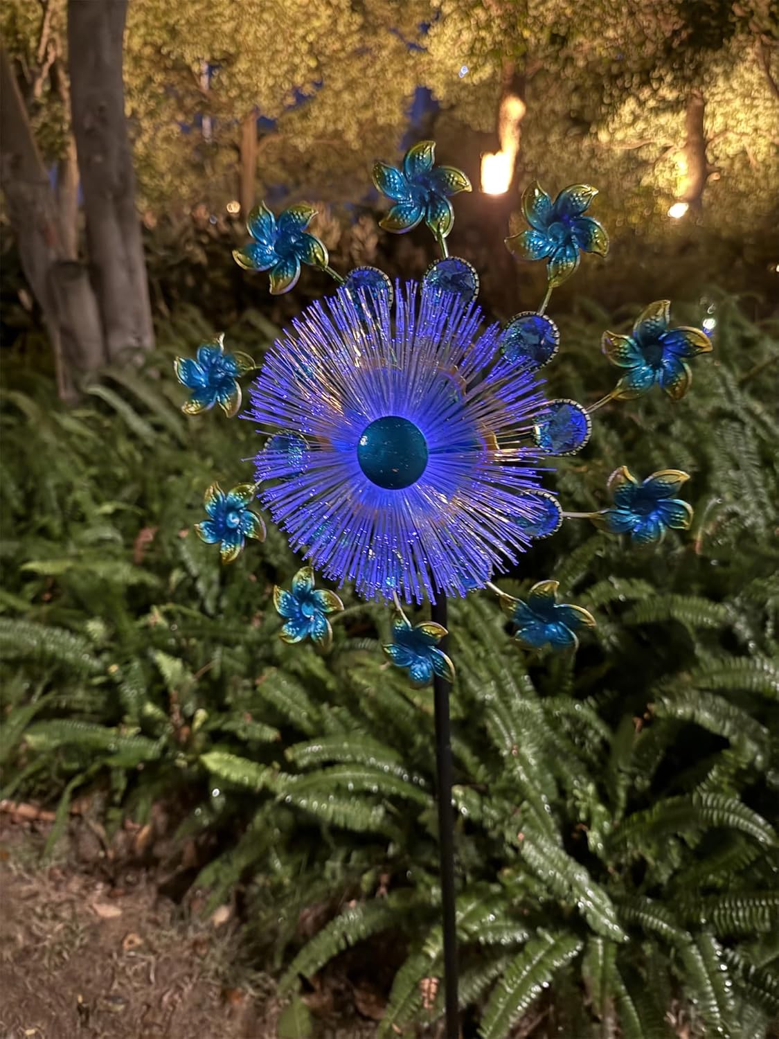 46" Flower Solar Wind Spinners for Yard and Garden, Sapphire Kinetic Windmill Wind Spinner Outdoor