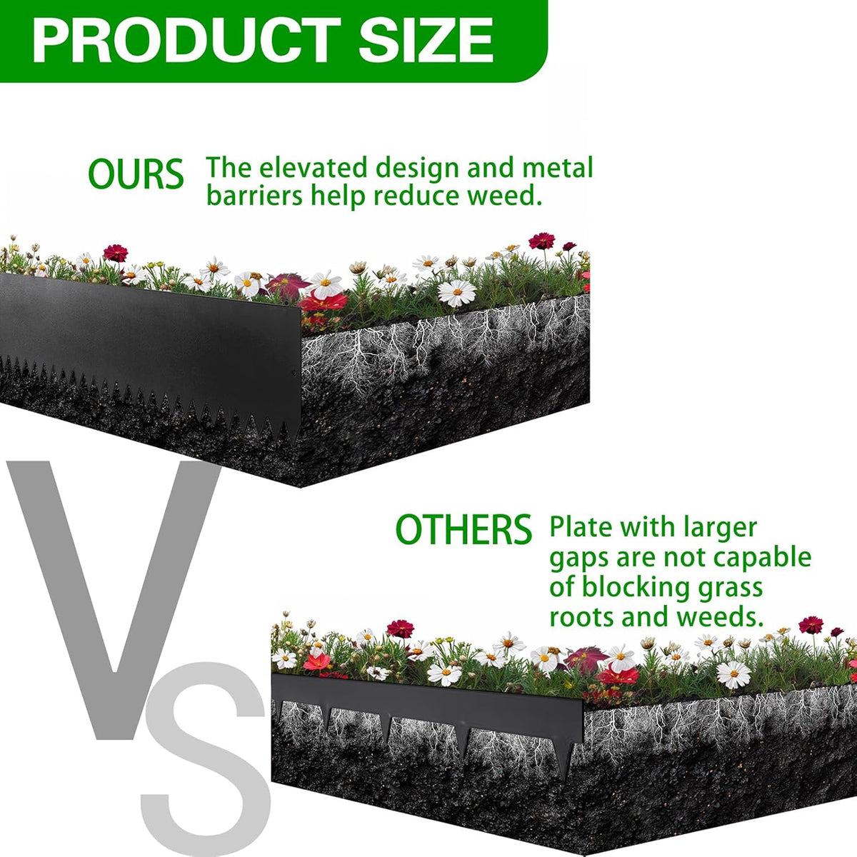 Metal Landscape Edging 6 Pack 40" L x 8" H,Galvanized Bendable Metal Garden Edging,Hammer- in Steel