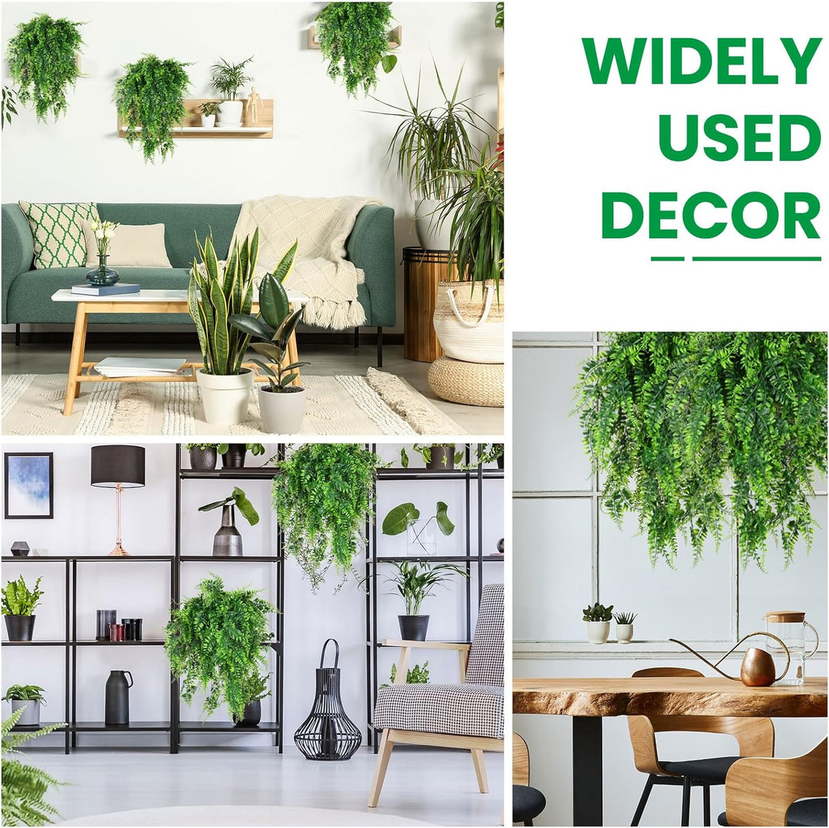 Geosar 64 Pcs Artificial Hanging Plants 32 Inch Hanging Boston Ferns Plastic Fake Plants for Wall