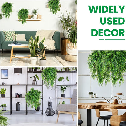 Geosar 64 Pcs Artificial Hanging Plants 32 Inch Hanging Boston Ferns Plastic Fake Plants for Wall