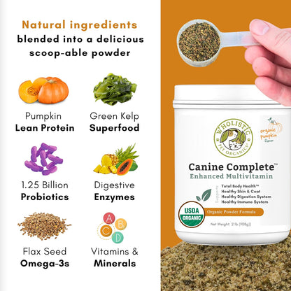 Wholistic Pet Organics Canine Complete - Dog Multivitamin Powder - 2 Lb - Daily Dog Vitamins and